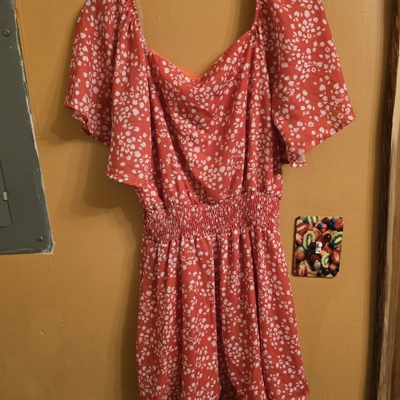 Peach Love California Red Floral Mini Dress - Picture 2 of 4